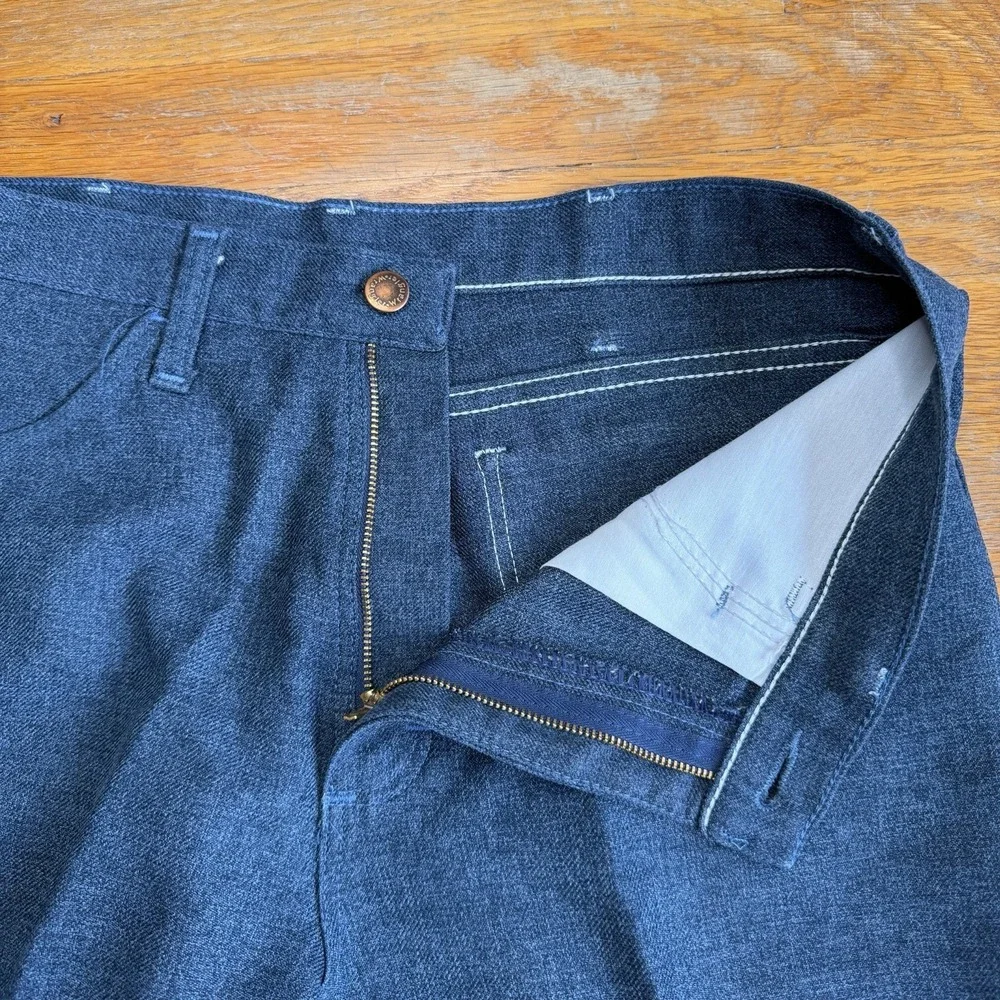 3x Vintage Wrangler Wrancher Dress Jeans Polyester 82HU Heather Blue Gray 33x30